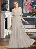 Khloe A-Line Off-the-Shoulder Floor-Length Chiffon Bridesmaid Dress STIP0013202