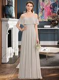 Khloe A-Line Off-the-Shoulder Floor-Length Chiffon Bridesmaid Dress STIP0013202