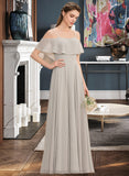 Khloe A-Line Off-the-Shoulder Floor-Length Chiffon Bridesmaid Dress STIP0013202