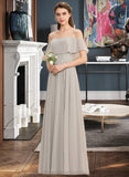 Khloe A-Line Off-the-Shoulder Floor-Length Chiffon Bridesmaid Dress STIP0013202