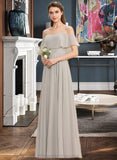 Khloe A-Line Off-the-Shoulder Floor-Length Chiffon Bridesmaid Dress STIP0013202