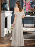 Khloe A-Line Off-the-Shoulder Floor-Length Chiffon Bridesmaid Dress STIP0013202