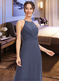 Averie A-Line Halter Floor-Length Bridesmaid Dress With Lace Split Front STIP0013205