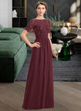 Kimberly A-Line Scoop Neck Floor-Length Chiffon Lace Bridesmaid Dress With Sequins STIP0013207