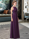 Nadine Chiffon Halter-neck Floor-length Bridesmaid Dress With Lace STIP0013218