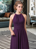 Nadine Chiffon Halter-neck Floor-length Bridesmaid Dress With Lace STIP0013218