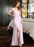 Janice A-Line Square Neckline Floor-Length Bridesmaid Dress With Ruffle STIP0013220