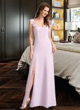 Janice A-Line Square Neckline Floor-Length Bridesmaid Dress With Ruffle STIP0013220