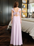 Janice A-Line Square Neckline Floor-Length Bridesmaid Dress With Ruffle STIP0013220