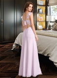 Janice A-Line Square Neckline Floor-Length Bridesmaid Dress With Ruffle STIP0013220