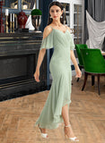 Aspen Trumpet/Mermaid V-neck Asymmetrical Bridesmaid Dress With Ruffle STIP0013222