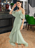 Aspen Trumpet/Mermaid V-neck Asymmetrical Bridesmaid Dress With Ruffle STIP0013222