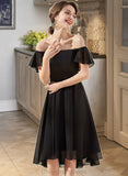 Viviana A-Line Off-the-Shoulder Asymmetrical Chiffon Bridesmaid Dress With Cascading Ruffles STIP0013224