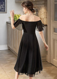 Viviana A-Line Off-the-Shoulder Asymmetrical Chiffon Bridesmaid Dress With Cascading Ruffles STIP0013224