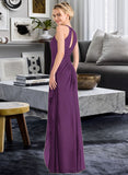 Maisie A-Line Scoop Neck Floor-Length Chiffon Bridesmaid Dress With Cascading Ruffles STIP0013228