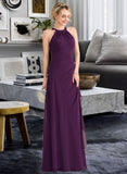 Maisie A-Line Scoop Neck Floor-Length Chiffon Bridesmaid Dress With Cascading Ruffles STIP0013228