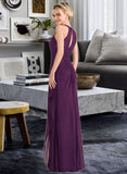 Maisie A-Line Scoop Neck Floor-Length Chiffon Bridesmaid Dress With Cascading Ruffles STIP0013228