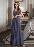 Tori A-Line V-neck Floor-Length Bridesmaid Dress With Ruffle STIP0013230