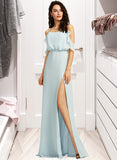 Maryjane A-Line Off-the-Shoulder Floor-Length Bridesmaid Dress With Split Front STIP0013231