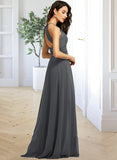 Aryana A-Line Halter Floor-Length Chiffon Bridesmaid Dress With Ruffle Beading Sequins STIP0013232