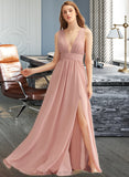 Natalia A-LineV-neckFloor-LengthChiffonBridesmaidDressWithSplitFront#251361 STIP0013235