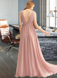 Natalia A-LineV-neckFloor-LengthChiffonBridesmaidDressWithSplitFront#251361 STIP0013235