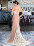 Shyla Trumpet/Mermaid Sweetheart Sweep Train Chiffon Lace Bridesmaid Dress STIP0013237