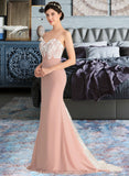 Shyla Trumpet/Mermaid Sweetheart Sweep Train Chiffon Lace Bridesmaid Dress STIP0013237