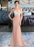 Shyla Trumpet/Mermaid Sweetheart Sweep Train Chiffon Lace Bridesmaid Dress STIP0013237