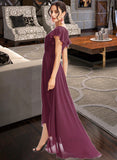 Laurel A-Line V-neck Asymmetrical Bridesmaid Dress With Lace Cascading Ruffles STIP0013243