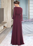 Florence A-Line V-neck Floor-Length Bridesmaid Dress With Split Front STIP0013244