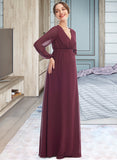 Florence A-Line V-neck Floor-Length Bridesmaid Dress With Split Front STIP0013244