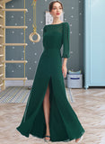 Addison A-Line Scoop Neck Floor-Length Bridesmaid Dress With Split Front STIP0013245