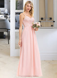 Hayden A-Line Sweetheart Floor-Length Chiffon Lace Bridesmaid Dress STIP0013248