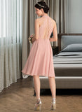 Mariah A-Line Scoop Neck Knee-Length Chiffon Bridesmaid Dress With Lace Pockets STIP0013249