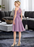 Jolie A-Line Scoop Neck Knee-Length Chiffon Lace Bridesmaid Dress STIP0013250