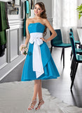 Giuliana A-Line Sweetheart Knee-Length Taffeta Bridesmaid Dress With Sash Bow(s) STIP0013253