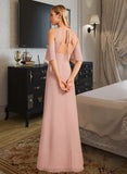 Persis Sheath/Column High Neck Floor-Length Bridesmaid Dress With Split Front STIP0013254