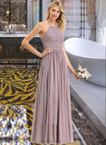 Alondra Empire Halter Floor-Length Chiffon Bridesmaid Dress With Ruffle Bow(s) STIP0013258