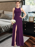 Magdalena A-Line Scoop Neck Floor-Length Chiffon Bridesmaid Dress With Split Front STIP0013260