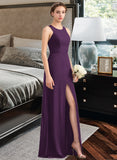 Magdalena A-Line Scoop Neck Floor-Length Chiffon Bridesmaid Dress With Split Front STIP0013260