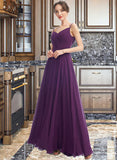 Millie A-Line V-neck Floor-Length Bridesmaid Dress With Pockets STIP0013263