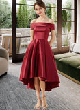 Thalia A-Line Off-the-Shoulder Asymmetrical Satin Bridesmaid Dress With Pockets STIP0013264