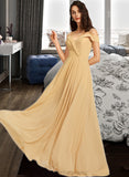 Mckenzie A-Line V-neck Floor-Length Bridesmaid Dress STIP0013265