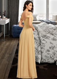 Mckenzie A-Line V-neck Floor-Length Bridesmaid Dress STIP0013265