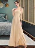 Cali A-Line Square Neckline Floor-Length Bridesmaid Dress With Split Front STIP0013275