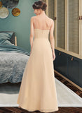 Cali A-Line Square Neckline Floor-Length Bridesmaid Dress With Split Front STIP0013275