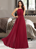 Kasey A-Line Scoop Neck Floor-Length Bridesmaid Dress With Ruffle STIP0013277