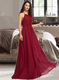 Kasey A-Line Scoop Neck Floor-Length Bridesmaid Dress With Ruffle STIP0013277