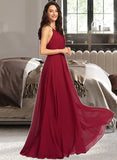 Kasey A-Line Scoop Neck Floor-Length Bridesmaid Dress With Ruffle STIP0013277